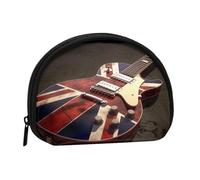 Mini borsa portaoggetti a forma di chitarra con bandiera britannica, portamonete con mini borsa con cerniera per cambiare le chiavi delle monete, puoi anche riporre qualsiasi piccolo oggetto che