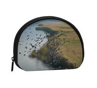 Mini borsa portaoggetti a forma di conchiglia con mini portamonete con cerniera, per chiavi e monete, puoi anche riporre piccoli oggetti che desideri, Nero , Taglia unica, Portamonete