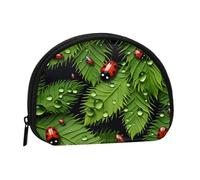 Mini borsa portaoggetti a forma di foglie e coccinelle, portafoglio piccolo portamonete con cerniera per monete e chiavi, puoi anche riporre qualsiasi piccolo oggetto che desideri, Nero , Taglia