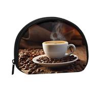 Mini borsa portaoggetti a forma di tazza di caffè e chicchi di caffè, portafoglio piccolo portamonete con mini con cerniera, borsa per monete e chiavi, puoi anche riporre qualsiasi piccolo oggetto che