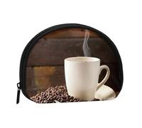 Mini borsa portaoggetti a forma di tazza di caffè e chicchi di caffè, portafoglio piccolo portamonete con mini con cerniera, borsa per monete e chiavi, puoi anche riporre qualsiasi piccolo oggetto che