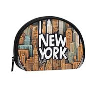 Mini borsa portaoggetti a tema New York, piccolo portamonete con cerniera, per monete, chiavi, puoi anche riporre piccoli oggetti che desideri, Nero , Taglia unica, Portamonete