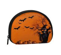 Mini borsa portaoggetti arancione per feste di Halloween, portafoglio piccolo portamonete con mini borsa con cerniera per monete e chiavi, puoi anche riporre tutti i piccoli oggetti che desideri, Nero