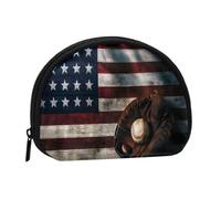 Mini borsa portaoggetti con bandiera americana con chiusura lampo per chiavi, puoi anche riporre tutti i piccoli oggetti che vuoi, Nero , taglia unica, Sacchetto portamonete