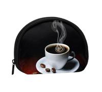 Mini borsa portaoggetti con chicco di caffè caldo con mini portamonete con cerniera per monete e chiavi, puoi anche riporre qualsiasi piccolo oggetto che desideri, Nero , Taglia unica, Portamonete