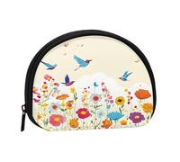 Mini borsa portaoggetti con farfalle volanti tra i fiori e gallina, portamonete con minis con cerniera, per monete e chiavi, puoi anche riporre tutti i piccoli oggetti che desideri, Nero , Taglia