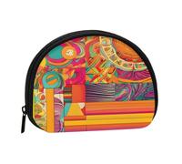Mini borsa portaoggetti con motivi nazionali africani, portamonete con mini portamonete con cerniera, per chiavi delle monete, puoi anche riporre tutti i piccoli oggetti che desideri, Nero , Taglia