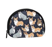 Mini borsa portaoggetti con motivo Corgi, portamonete con cerniera, per chiavi e monete, puoi anche riporre tutti i piccoli oggetti che desideri, Nero , Taglia unica, Portamonete