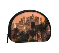 Mini borsa portaoggetti con palme di Los Angeles, portafoglio piccolo portamonete con cerniera per monete e chiavi, puoi anche riporre tutti i piccoli oggetti che desideri, Nero , Taglia unica,