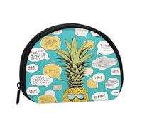 Mini borsa portaoggetti con slogan hawaiani, portafoglio piccolo portamonete con cerniera per monete e chiavi, puoi anche riporre tutti i piccoli oggetti che desideri, Nero , Taglia unica, Portamonete