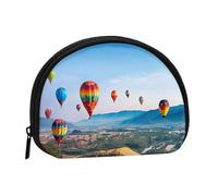 Mini borsa portaoggetti con stampa di mongolfiere con mini portamonete con cerniera per chiavi delle monete, puoi anche riporre piccoli oggetti che desideri, Nero , Taglia unica, Portamonete