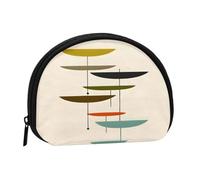 Mini borsa portaoggetti con stampa moderna di metà secolo, portafoglio piccolo portamonete con cerniera per monete e chiavi, puoi anche riporre qualsiasi piccolo oggetto che desideri, Nero , Taglia