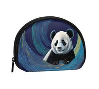 Mini borsa portaoggetti con stampa panda, portafoglio piccolo portamonete con mini borsa con cerniera per monete e chiavi, puoi anche riporre tutti i piccoli oggetti che desideri, Nero , Taglia unica,