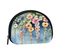 Mini borsa portaoggetti floreale con fiori di edera e albero, piccolo portamonete con cerniera per monete e chiavi, puoi anche riporre tutti i piccoli oggetti che desideri, Nero , Taglia unica,