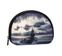Mini borsa portaoggetti gigante con nave nucleare piccola borsa portamonete con mini con cerniera borsa per monete e chiavi, puoi anche riporre tutti i piccoli oggetti che desideri, Nero , Taglia