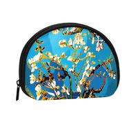 Mini borsa portaoggetti in fiore di mandorlo, portafoglio piccolo portamonete con mini con cerniera, borsa per monete e chiavi, puoi anche riporre qualsiasi piccolo oggetto che desideri, Nero , Taglia