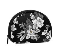 Mini borsa portaoggetti nera con fiore, piccolo portamonete con cerniera, per chiavi di moneta, puoi anche riporre tutti i piccoli oggetti che vuoi, Nero , taglia unica, Sacchetto portamonete