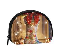Mini borsa portaoggetti per calze di Natale con cerniera per monete, chiavi, puoi anche riporre tutti i piccoli oggetti che vuoi, Nero , taglia unica, Sacchetto portamonete