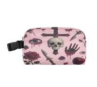 Mini borsa portapranzo a prova di perdite, espandibile, con fibbia, riutilizzabile, per scuola, lavoro, attività all'aperto, gotico, rose rosse, teschio, croce, lonchera termica para Frio y calienta