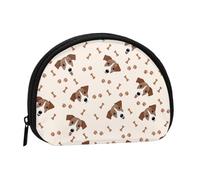 Mini borsa portatile a forma di conchiglia con stampa di ossa di cane, portamonete