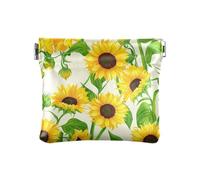 Mini borsa portatile del cambiamento del sacchetto del cambiamento delle foglie dei fiori floreali carini, materiale riciclato, Girasoli Fioritura, Taglia unica, Girasoli Fioritura
