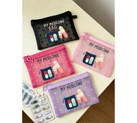 Mini borsa portatile in rete con motivo "My First Aid Kit", borsa compatta per il pronto soccorso, borsa portatile per medicinali da campeggio, borsa per conservare forniture mediche quotidiane Rosa (