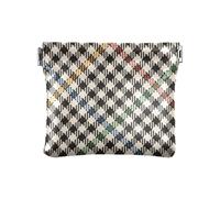 Mini borsa portatile per il trucco in pelle PU, modello astratto a quadri in tweed nero blu, ragazze donne signore, Motivo astratto a quadri tweed nero blu, 1 Size, Accessorio da viaggio