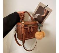 Mini Borsa Quadrata Alla Moda In Pu Marrone Vintage (con Ciondolo A Forma Di Ciliegia) Modello monogrammaPoliuretano