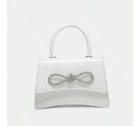 Mini borsa quadrata in pelle sintetica effetto coccodrillo, decorata con cristalli e fiocco, con manico superiore, perfetto regalo di San Valentino per lei, la migliore scelta regalo di San Valentino