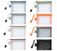 Mini Borse a Rete con Cerniera, Nylon Piccola Toilette Viaggio Sacchetti, Pochette Trucchi Porta Rossetto Cosmetici per Carte Auricolari Monete Chiavi Cavi (8 Pezzi)