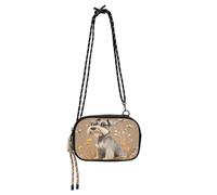 Mini borse a tracolla da donna alla moda con scomparti per carte di credito piccole borse a tracolla Walk the dog - Cartoon Tonkinese Cats, Cartoon Miniature Schnauzer Cani Marrone