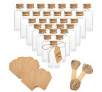 Mini Bottiglie di Vetro Con Sughero - Confezione da 100 Pezzi da 25 ml - Flaconcini per Auguri e Souvenir di Nozze con Tappi e Etichette
