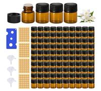 Mini Bottiglie Per Oli Essenziali: 100 Pezzi Flaconi in Vetro Marrone, Flaconi Vuoti Marroni con Etichetta, Imbuto e Apribottiglie, per Aromaterapia e Massaggi (1ml Marrone)