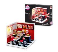 Mini Brands Mini Spaces (The Snack Shack) di ZURU - Costruite e personalizzate 4 diversi spazi di gioco in miniatura: una panetteria, un ristorante di hamburger, un bar e una gelateria.