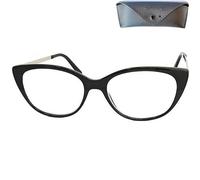 Mini Brille - Occhiali da Lettura Stile da Gatto, Custodia inclusa, Montatura in Plastica e Acciaio Inox (Nero), Cat-Eye Occhiali Vintage Donna Diottrie + 1.5