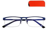 Mini Brille Occhiali luce blu con mezza montatura inferiore donna uomo | Montatura rettangolare con mezza montatura inferiore in metallo, naselli; nero, grafite e blu