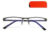 Mini Brille Occhiali luce blu con mezza montatura inferiore donna uomo | Montatura rettangolare con mezza montatura inferiore in metallo, naselli; nero, grafite e blu