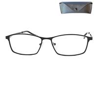 Mini Brille Occhiali luce blu rettangolari in metallo eleganti donna uomo | Montatura rettangolare in acciaio inox, naselli; larghezza 143 mm, lenti 60 × 35 mm; grafite e nero