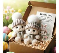 Mini Bunny Hug Cute Easter Gift 2026 - Mini coniglietto positivo Easter Bunny Plush Toy, coniglietto pasquale decorazione con cappello a maglia Inspirational Card Eas-ter Plush Bunny Pocket Hug Rabbit