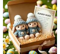 Mini Bunny Hug Cute Easter Gift 2026 - Mini coniglietto positivo Easter Bunny Plush Toy, coniglietto pasquale decorazione con cappello a maglia Inspirational Card Eas-ter Plush Bunny Pocket Hug Rabbit