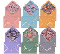 Mini buste, 60 buste per biglietti regalo, biglietti da visita e messaggi, buste colorate con interno fiorito, collezione Softbloom Tapestry, 6 colori, 9,4 x 6,9 cm