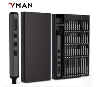 Mini cacciavite elettrico a batteria di precisione 68 in 1, punte magnetiche, strumenti di riparazione per PC e orologi con LED, 5 impostazioni di coppia, regalo da uomo