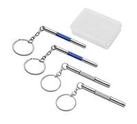Mini cacciavite per occhiali da 4 pezzi, con scatola di immagazzinaggio, set di riparazione in acciaio inox (argento, blu).