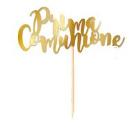PuntoCasaStore Mini Cake Topper Scritta Prima Comunione Gold SOPRATORTA Oro 9x3,5