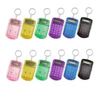 Mini calcolatrice, portachiavi mini calcolatrice da 12 pezzi a 6 colori compatta e portatile con copertura a pulsante per bambini studenti scuola