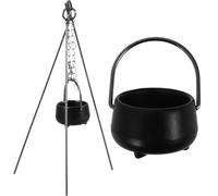 Mini Calderone - Calderone di Halloween 0, 8 con Manico, Accessori per casa delle bambole 1:12 Caudrone in miniatura in ghisa Solo con aste di supporto