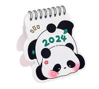 Mini calendario da scrivania 2024 con panda in stile cartone animato, calendario per l'esecuzione di piani fai da te, autodisciplina, orologio, organizer da tavolo, stile E