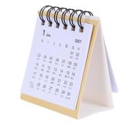 Mini Calendario da Tavolo 2026-2027, Giallo, in Metallo e Carta | Formato Verticale Spirale Doppia, Pianificazione Giornaliera, per Studio, Scuola e Scrivania Ordinata