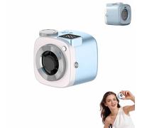 Mini Camera Shaped Portable Fan with Lanyard,Handheld & Neck Fan,199-Speed Turbo Cooling,Compact HandheldFan with LED Display,USB Rechargeable Lightweight PersonalFan for Outdoor,Office,Desk (blue)