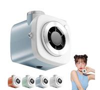 Mini Camera Shaped Portable Fan with Lanyard, Small Personal Quiet Desk Fans with 199-Speed Turbo Cooling, Cute Compact Handheld Fan Strong Airflow for Outdoor Office Desk Use (Blue)